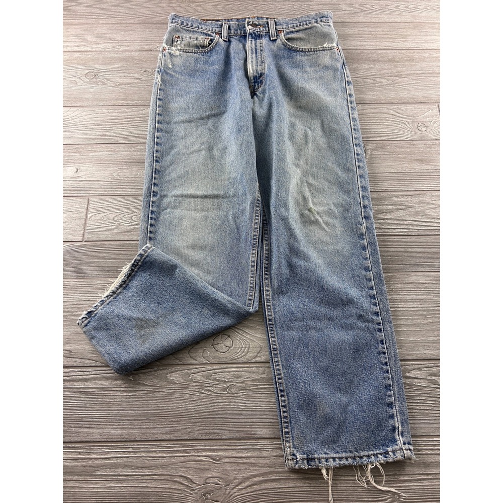 Vintage Levis 550 Relaxed Fit Jeans Light Wash USA Made 32x30 Distressed Denim